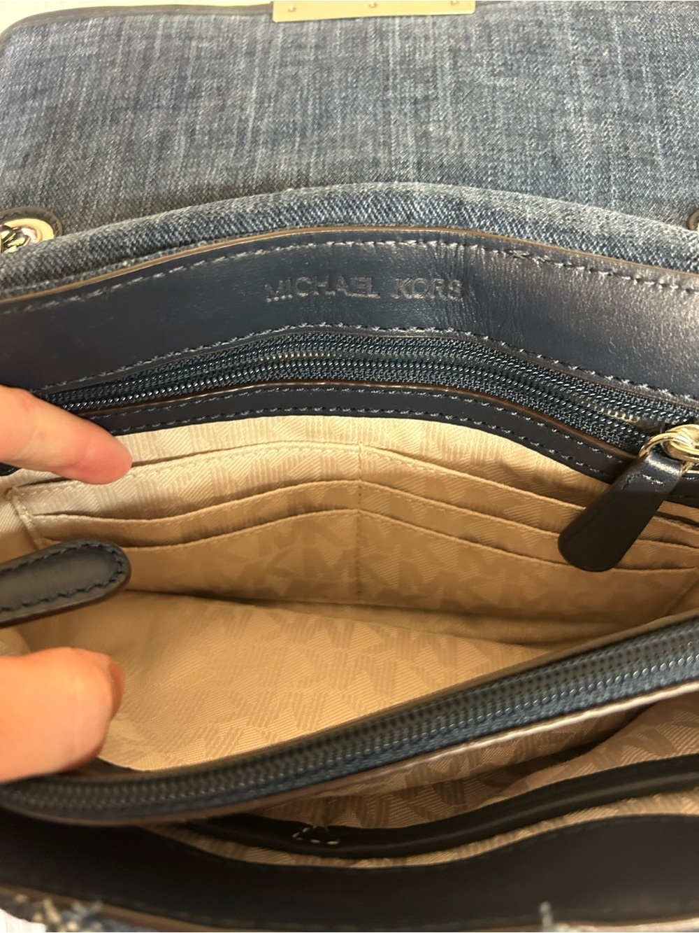 Michael Kors Small Denim Chevron Bag - Picture 9 of 11